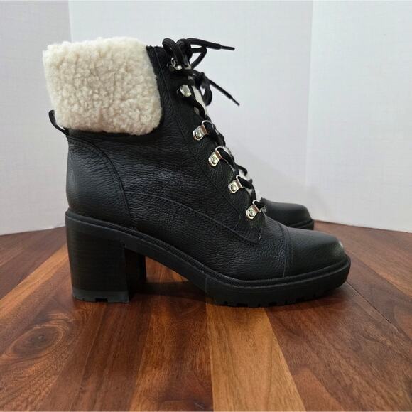 Marc Fisher Lakynn Lace Up Lug Sole Heeled Combat Booties Size 7.5 - Picture 2 of 11